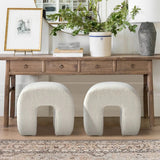 Lily 18'' Beige Boucle Upholstered Waterfall Ottoman (1-Piece)