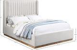 Logan Linen Textured Fabric Bed with Tall Channel Tufted Headboard and Modern Wingback Design