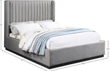 Logan Linen Textured Fabric Bed with Tall Channel Tufted Headboard and Modern Wingback Design