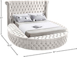 Luxus Round Velvet Bed with Deep Button Tufting, Spacious Storage, and Contemporary Style Design