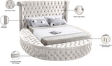 Luxus Round Velvet Bed with Deep Button Tufting, Spacious Storage, and Contemporary Style Design