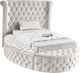 Luxus Round Velvet Bed with Deep Button Tufting, Spacious Storage, and Contemporary Style Design