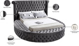 Luxus Round Velvet Bed with Deep Button Tufting, Spacious Storage, and Contemporary Style Design
