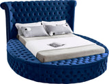 Luxus Round Velvet Bed with Deep Button Tufting, Spacious Storage, and Contemporary Style Design