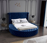 Luxus Round Velvet Bed with Deep Button Tufting, Spacious Storage, and Contemporary Style Design