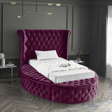 Luxus Round Velvet Bed with Deep Button Tufting, Spacious Storage, and Contemporary Style Design