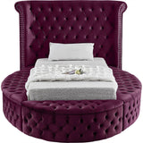Luxus Round Velvet Bed with Deep Button Tufting, Spacious Storage, and Contemporary Style Design