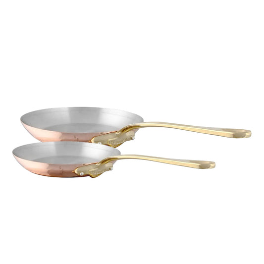 Mauviel M'Heritage 150 B 2-Piece  Copper Frying Pan Set With Brass Handles