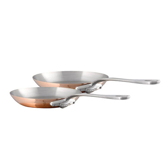 Mauviel M'Heritage M'150 S 2-Piece Copper Frying Pan Set With Cast Stainless Steel Handles
