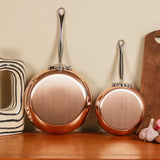 Mauviel M'Heritage M'150 S 2-Piece Copper Frying Pan Set With Cast Stainless Steel Handles