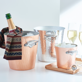 Mauviel M'30 Hammered Aluminum Ice Bucket With Cast Stainless Steel Handles, 4.7-In