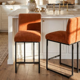 Mason 25" Modern Metal Frame Upholstered Counter Stool (Set of 2)