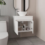Manchester Free-Standing Bathroom Vanity Console Designed for Vessel Sink Integration Modern Style Featuring Ample Storage with Two Smooth Pull-Out Utility Drawers and One Open Display Shelf