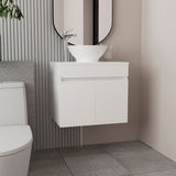 Manchester Free-Standing Bathroom Vanity Console Designed for Vessel Sink Integration Modern Style Featuring Ample Storage with Two Smooth Pull-Out Utility Drawers and One Open Display Shelf