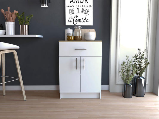 Tuhome Mayorca Multistorage Pantry Cabinet with Spacious Drawer, Double-Door Storage, Internal Tiered Shelves, Modern Home Kitchen Organizer for Small Appliances, Daily Essentials, and Functional Countertop Space