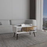 Aranjuez 29" Wide Modern Coffee Table with Three Open Shelves, Rectangular Living Room Center Table with Metal Legs, Contemporary Storage Table for Books, Decor, Electronics and Everyday Use