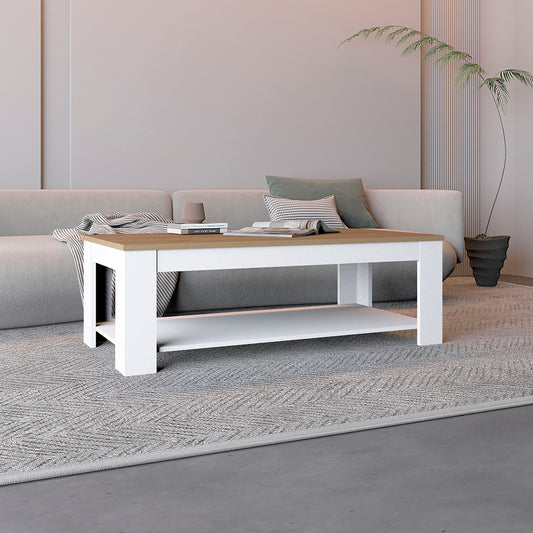 TUHOME Cecil Coffee Table with Spacious Top Surface and Open Storage Shelf, Modern Centerpiece for Living Rooms or Lounge Areas, Functional Display and Organization Solution for Books, Decor, Remote Controls and Everyday Essentials