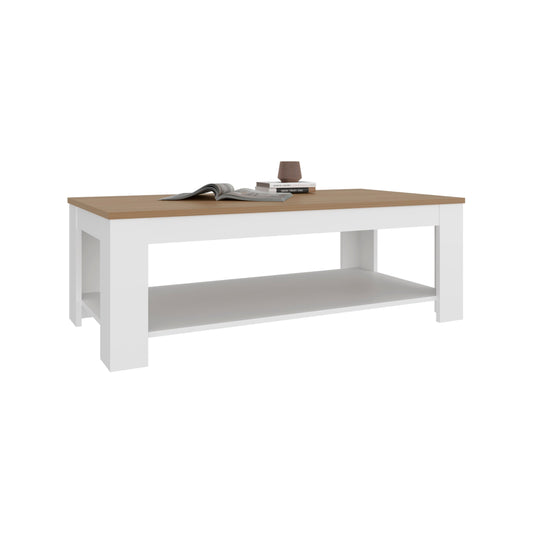 TUHOME Cecil Coffee Table with Spacious Top Surface and Open Storage Shelf, Modern Centerpiece for Living Rooms or Lounge Areas, Functional Display and Organization Solution for Books, Decor, Remote Controls and Everyday Essentials