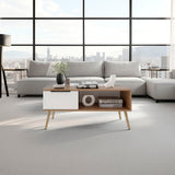 Wenden Modern Coffee Table with Big Drawer and Open Shelf, Rectangular Center Table with Storage for Books & Décor, Sturdy Manufactured Wood Design