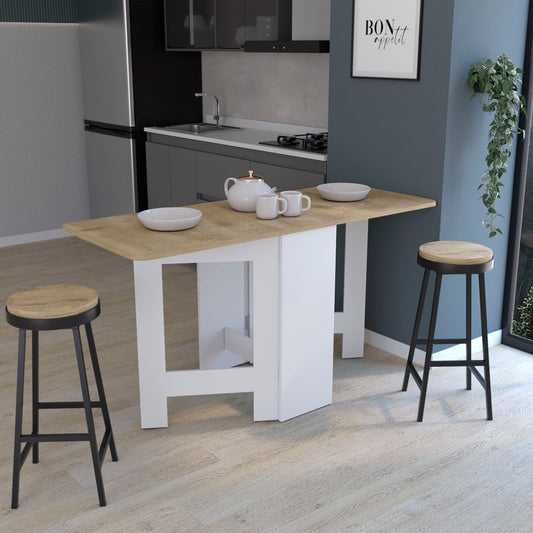 TUHOME Gateleg Folding Table with Space-Saving Drop-Leaf Design, Compact Foldable Structure and Sturdy Work Surface Offering Versatile Dining, Crafting and Home Office Functionality for Modern Small-Space Living