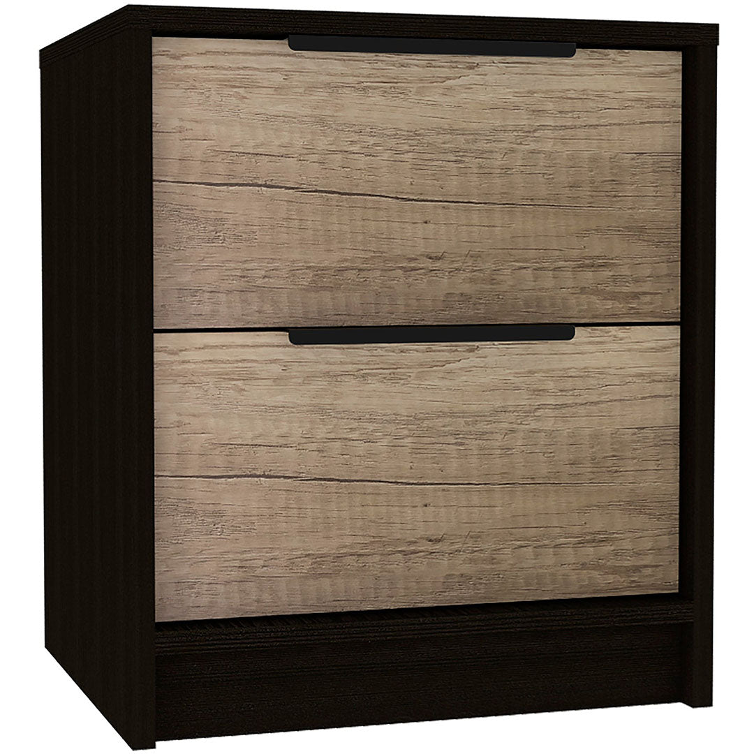 Appleton 3 Piece Bedroom Set, Armoire + Nightstand + Nightstand, Black Wengue / White / Pine Finish