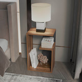 TUHOME Everet 25-Inch High Three-Tier Side Table with Tray-Style Top and Dual Lower Shelves, Compact End Table for Living Room, Sofa Side Storage, Modern Small-Space Organizer for Coffee, Décor and Everyday Essentials