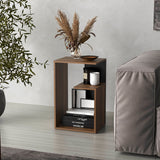 TUHOME Everet 25-Inch High Three-Tier Side Table with Tray-Style Top and Dual Lower Shelves, Compact End Table for Living Room, Sofa Side Storage, Modern Small-Space Organizer for Coffee, Décor and Everyday Essentials