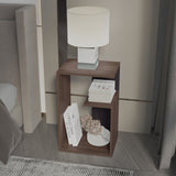 TUHOME Everet 25-Inch High Three-Tier Side Table with Tray-Style Top and Dual Lower Shelves, Compact End Table for Living Room, Sofa Side Storage, Modern Small-Space Organizer for Coffee, Décor and Everyday Essentials