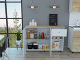 Tuhome Kitchen Island Cart Victoria with Four Interior Shelves, One Drawer, Double Door Cabinet, Six Casters for Easy Mobility, Ideal for Kitchens and Dining Rooms
