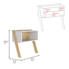 Aira Nightstand, Two Legs, One Shelf