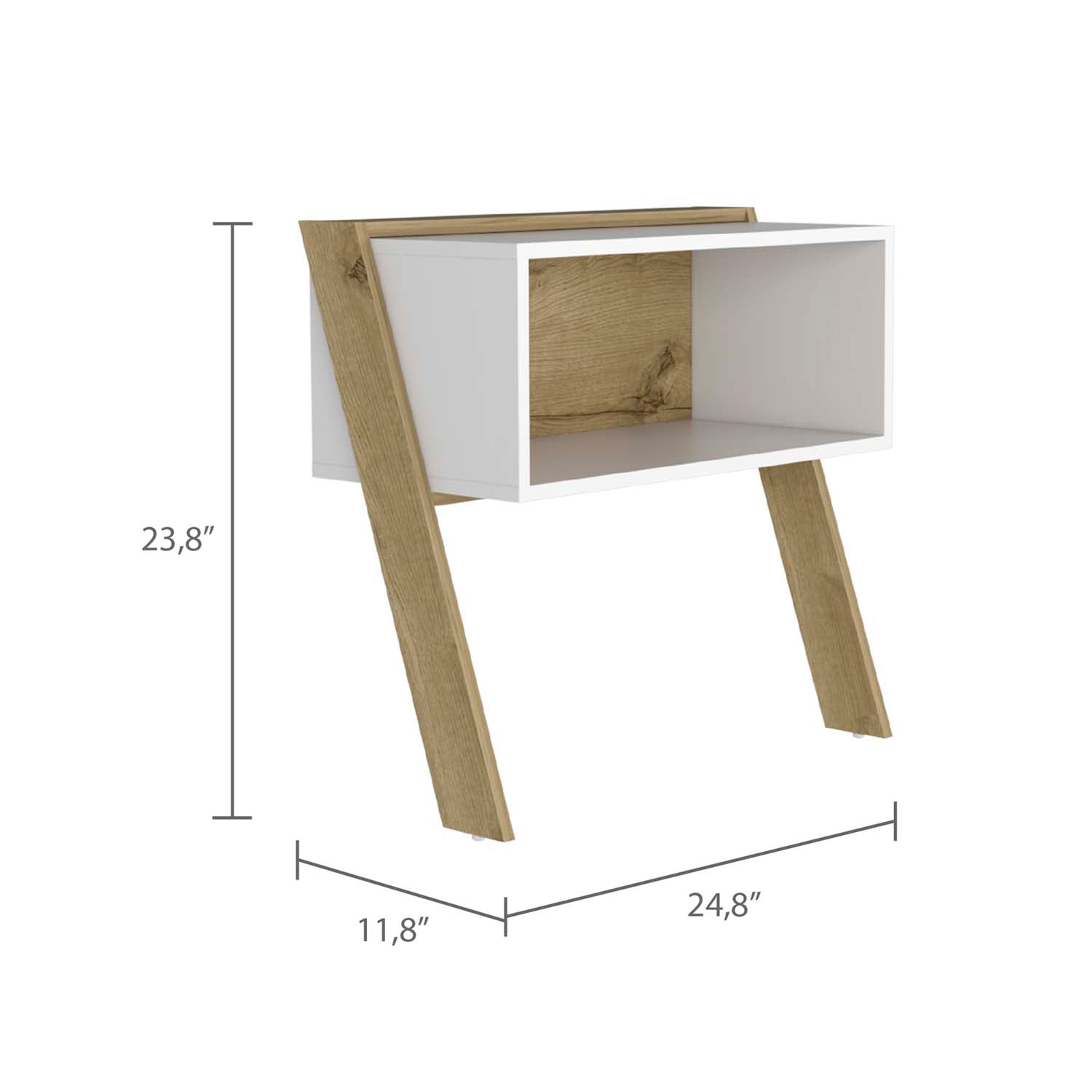 Leticia Nightstand, Two Legs, One Shelf, Superior Top