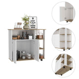 Tuhome Paprika Kitchen Cart with Double-Door Cabinet, Four Open Shelves, Locking Casters, Spacious Countertop Surface, Mobile Multi-Purpose Storage Organizer for Meal Prep, Small Appliances, and Modern Kitchen Efficiency