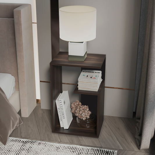 TUHOME Everet 25-Inch High Three-Tier Side Table with Tray-Style Top and Dual Lower Shelves, Compact End Table for Living Room, Sofa Side Storage, Modern Small-Space Organizer for Coffee, Décor and Everyday Essentials