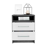 TUHOME Eter Nightstand with Two Drawers, Open Storage Shelf and Spacious Top Surface for Bedroom or Living Room Organization, Modern Minimalist Bedside Table with Functional Design for Daily Essentials