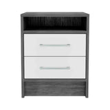 TUHOME Eter Nightstand with Two Drawers, Open Storage Shelf and Spacious Top Surface for Bedroom or Living Room Organization, Modern Minimalist Bedside Table with Functional Design for Daily Essentials