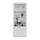 Nero 74-Inch Tall Bar Cabinet with Glass Holder Stemware Rack, 4 Shelves, 10-Bottle Wine Cubbies and Multi-Use Storage, Modern Liquor Cabinet and Home Bar Unit for Organized Display and Sophisticated Entertainment