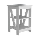 Taylor End Table with Three-Tier Open Storage Shelves, Compact Modern Side Table and Nightstand for Small Spaces, Versatile Sofa Table or Bedside Organizer for Living Room, Bedroom, Office or Entryway Functional Home Organization