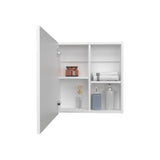 TUHOME Duma 21.1-Inch High by 19.7-Inch Wide Mirror Medicine Cabinet with One Door, Four Interior Shelves and Integrated Towel Rack, Wall-Mounted Storage Organizer for Bathroom or Kitchen Essentials