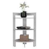 TUHOME Riga Corner 3-Tier Side Table with Tray-Style Top and Open Shelves, Space-Saving End Table for Sofa or Bedside Use, Compact Vertical Storage Stand for Living Room or Bedroom Organization and Modern Home Décor