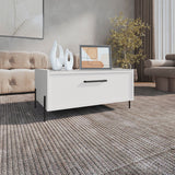 TUHOME Shan 15" High Minimalistic Coffee Table with Pull-Down Cabinet Door and Open Shelf, Modern Rectangular Living Room Center Table with Functional Storage for Books, Décor and Essentials, Sleek Contemporary Design