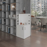 TUHOME Jakes 42" Tall Corner Bar Cabinet with Eight Wine Bottle Cubbies, Double-Door Storage Cabinet, Space-Saving Liquor Organizer for Living Room or Dining Room, Modern Home Bar Furniture with Functional Shelves and Elegant Design