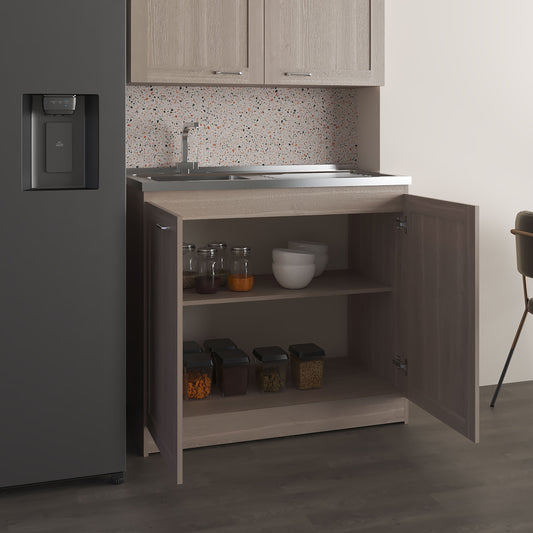 Zurich 39" Wide Utility Sink with Two-Door Cabinet, Two Shelves, Stainless Steel Sink, Bardolino Finish for Laundry Room or Garage, Functional Storage and Easy Installation
