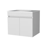 Chaux Floating Vanity, Wall-Mounted Bathroom Unit with Double Soft-Close Doors, Durable Resin Sink, Two Open Shelves for Smart Storage, Modern Bathroom Storage Solution for Small Spaces and Compact Bathrooms