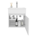 Primavera 18" Wide Floating Bathroom Vanity with One Cabinet and Two Open Shelves, Compact Wall-Mounted Modern Vanity for Small Bathrooms, Storage Organizer for Towels, Toiletries, and Essentials