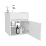 Primavera 18" Wide Floating Bathroom Vanity with One Cabinet and Two Open Shelves, Compact Wall-Mounted Modern Vanity for Small Bathrooms, Storage Organizer for Towels, Toiletries, and Essentials