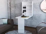 Tuhome Vatta Wall Foldable Counter Table with Multiple Shelves, Extending Surface, Space-Saving Design for Kitchen, Dining Room, or Home Office