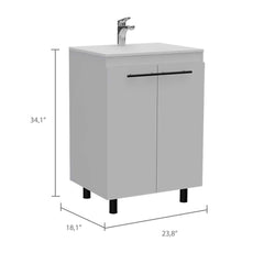 Dustin Freestanding Sink Cabinet, Four Legs, Double Door, Two Shelves