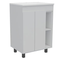 DEPOT E-SHOP Acra Free Standing Vanity, Two Interior Shelves, Two External Shelves, Double Door Cabinet