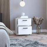 Tuhome Trivor 2-Drawer Nightstand with Spacious Storage, Modern Bedside Table with Metal Handles, Compact Design for Bedrooms and Small Spaces, Functional Nightstand with Superior Top for Essentials and Daily Use