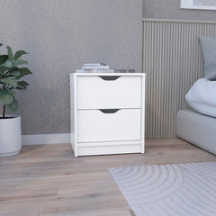 DEPOT E-SHOP Houma Double Drawer Nightstand, Bedside Table